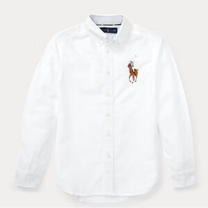 Boys Ralph Lauren White Casual Button Down Shirt Oxford Style